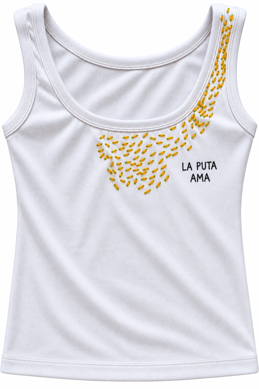 Tank Top La Puta Ama — Bordado de Mostacillas