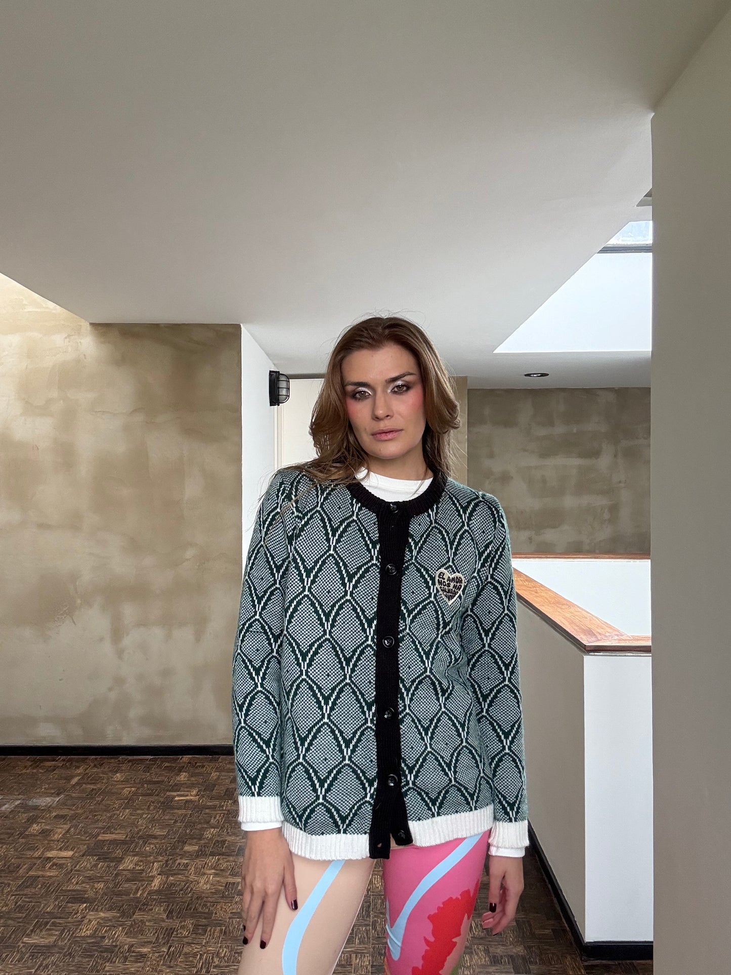 Saco tejido serpiente verde oscuro con blanco