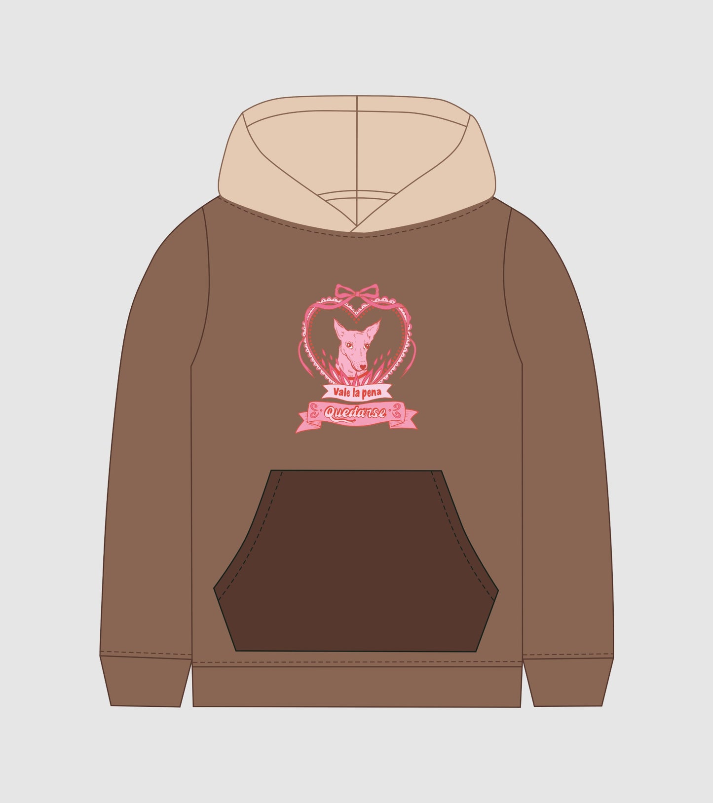 Hoddie Vale La Pena Quedarse (tonos café y beige)