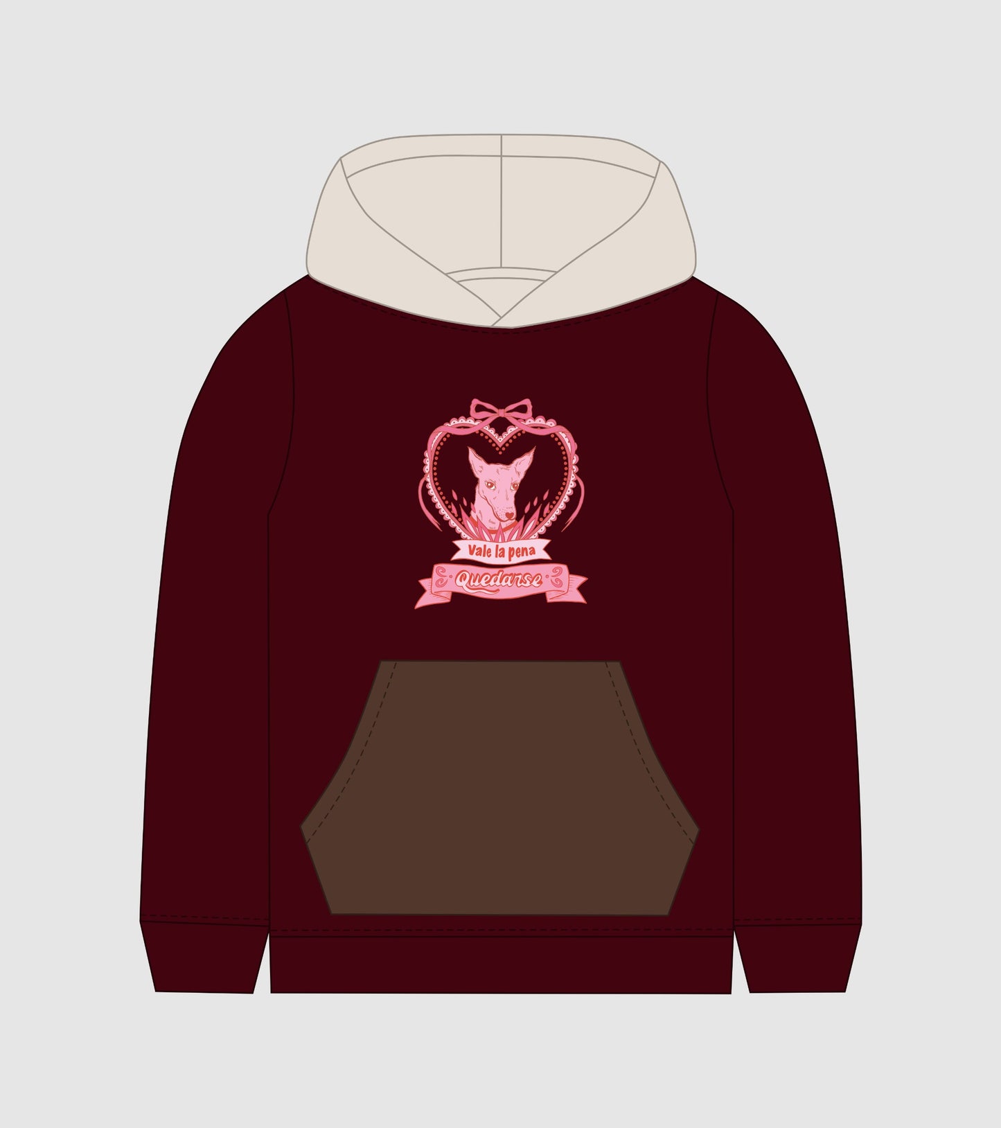 Hoddie Vale La Pena Quedarse (Tonos vino tinto, café y beige)