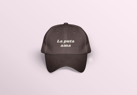 Gorra "La puta ama" café/beige