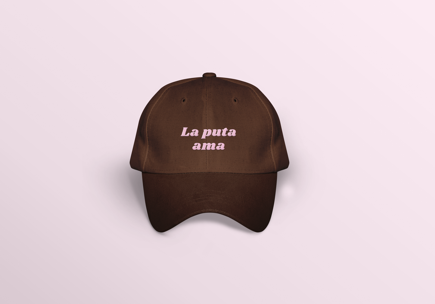 Gorra "La puta ama" café/rosa