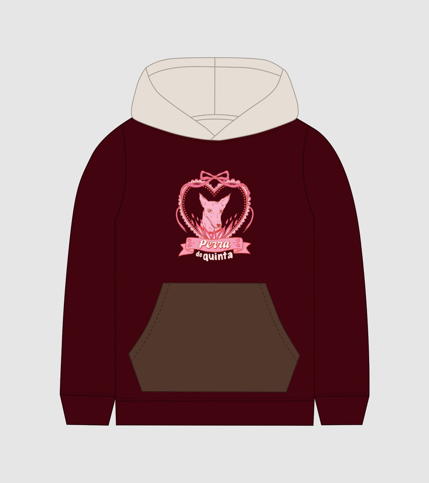Hoddie Perra De Quinta (Tonos vino tinto, café y beige)