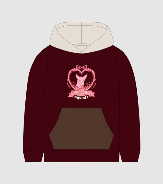 Hoddie Perra De Quinta (Tonos vino tinto, café y beige)