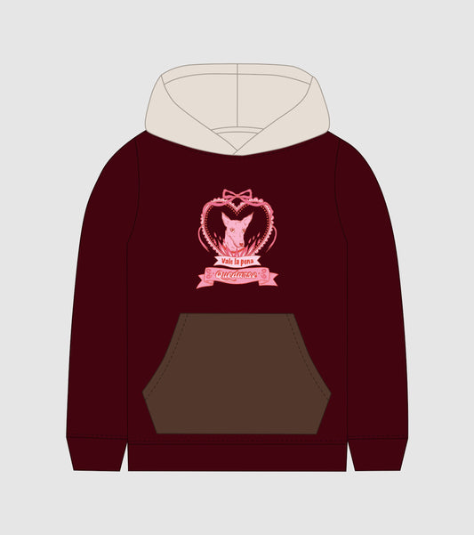 Hoddie Vale La Pena Quedarse (Tonos vino tinto, café y beige)