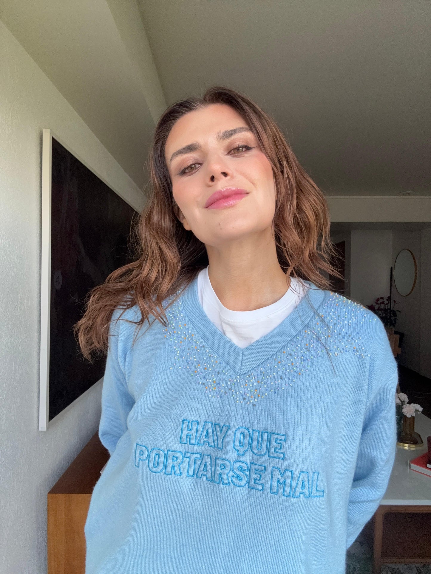 Hay que portarse mal-Azul BORDADO A MANO