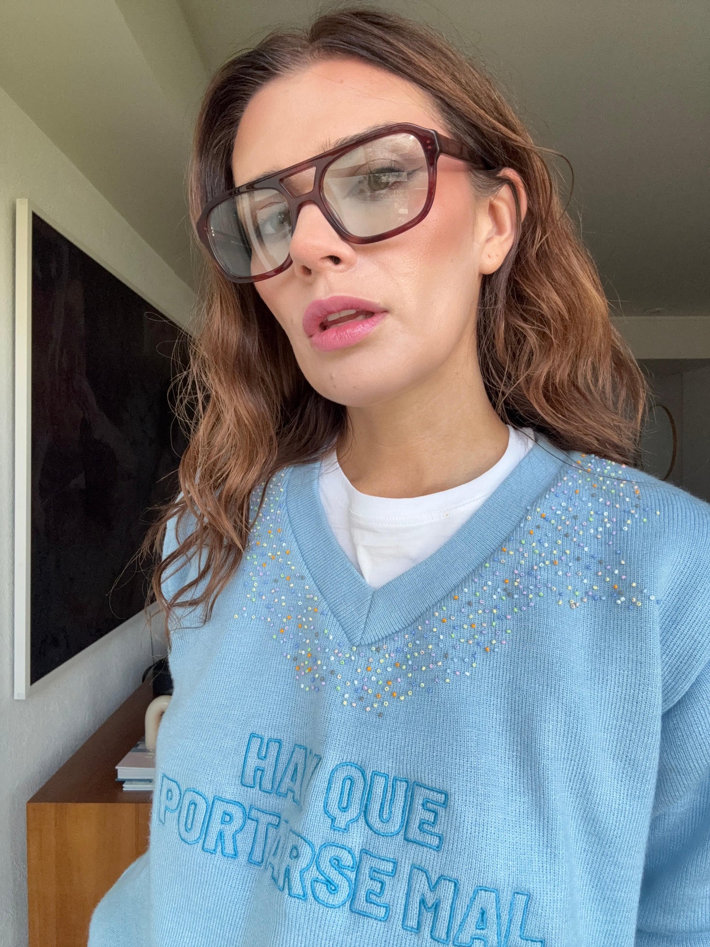 Hay que portarse mal-Azul BORDADO A MANO