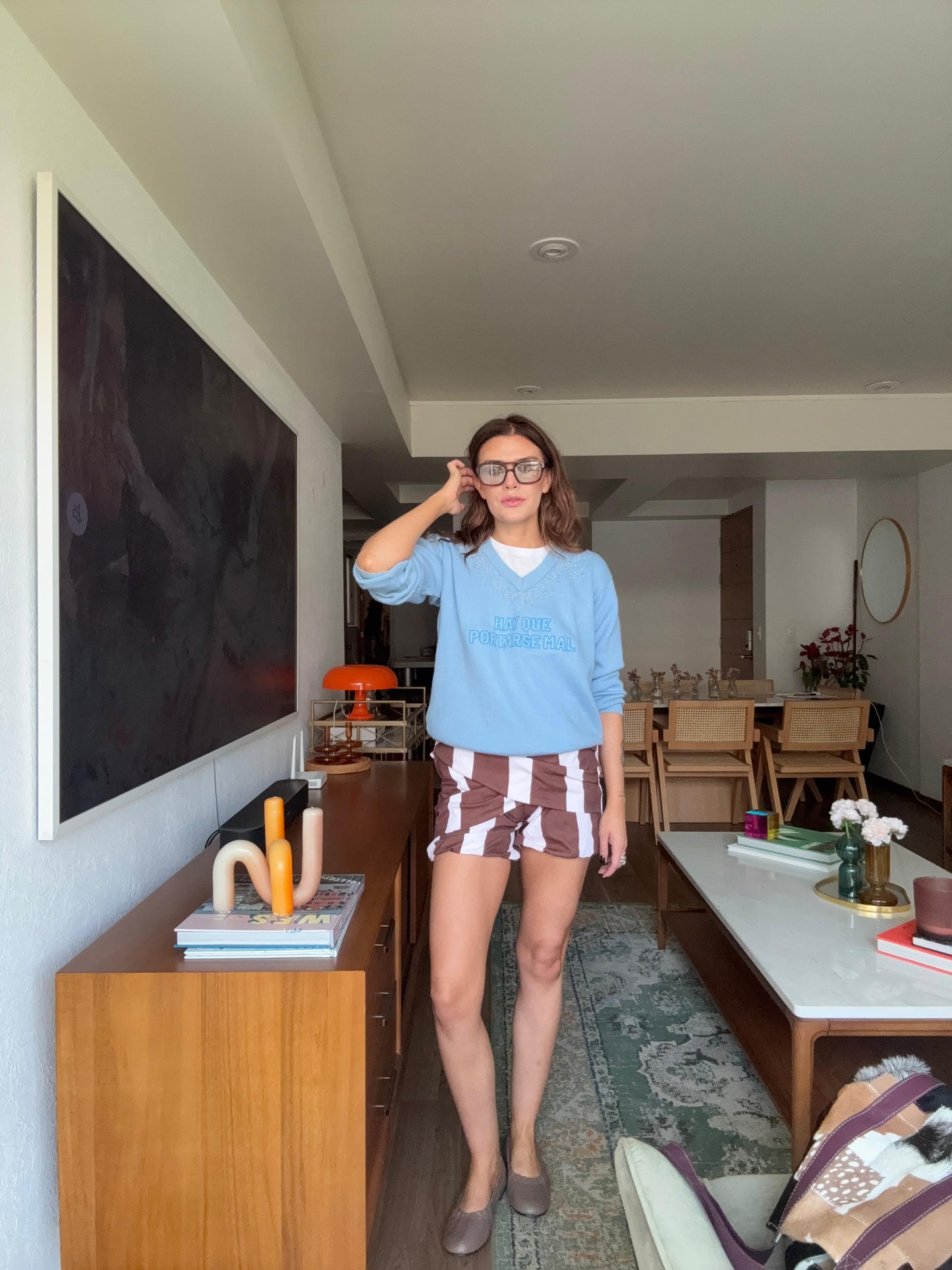 Hay que portarse mal-Azul BORDADO A MANO